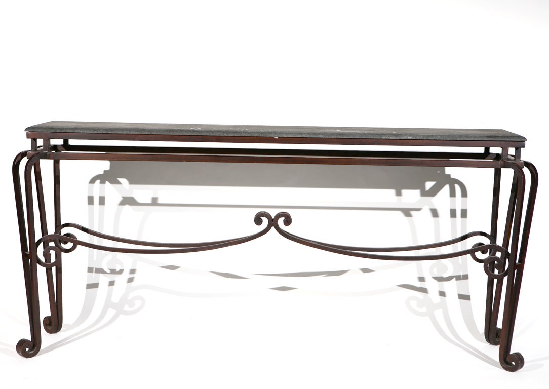 Wrought Iron Console Table with Granite Top at 1stDibs granite top