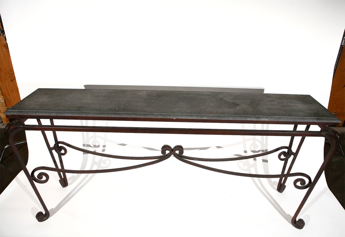 American Wrought Iron Console Table with Granite Top