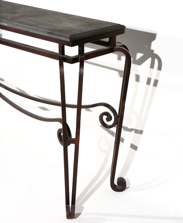 Wrought Iron Console Table with Granite Top 1