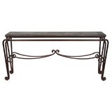 Wrought Iron Console Table with Granite Top