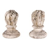 Pair of Carved & Parcel Gilt Wood Finials