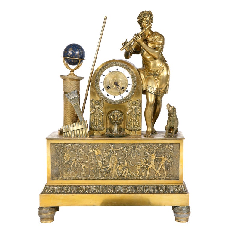 French Empire Gilt-Bronze Clock