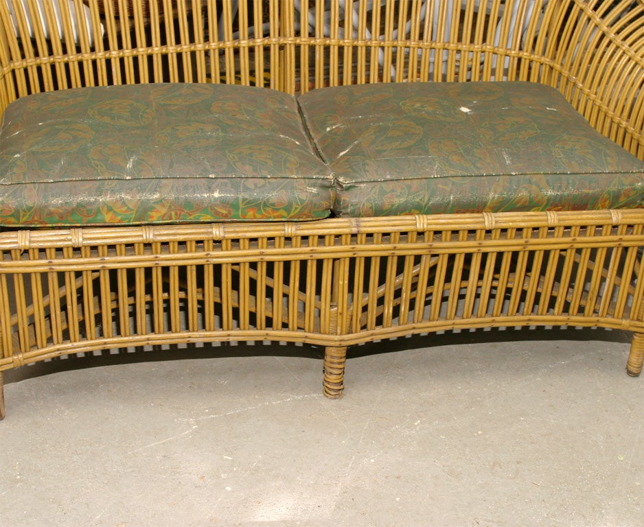 Mid-20th Century Stick Wicker Sofa & Chair