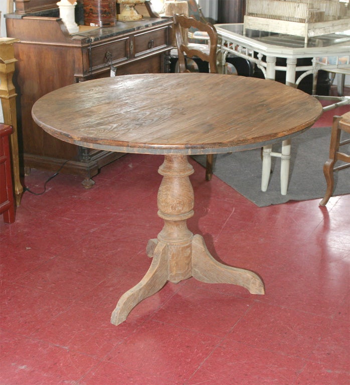 Rustic Round Teak Pedestal Table