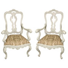 Pair of Portugese Rococo Arm Chairs 5
