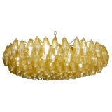 Venini amber/yellow murano glass chandelier signed