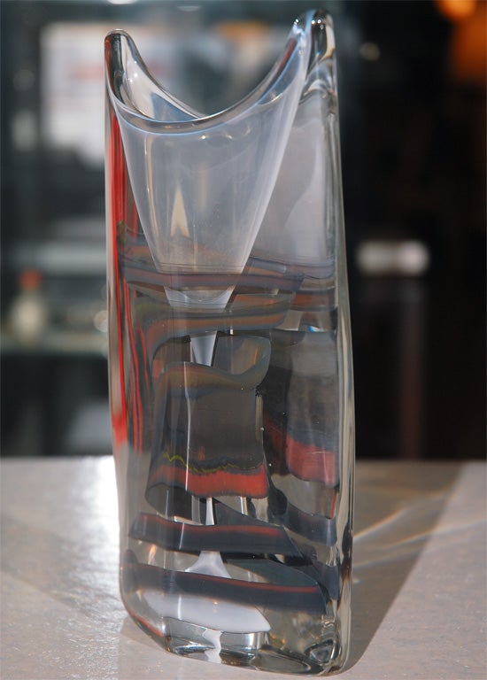 Glass Leerdam  Unica glass vase by Floris Maydam signed