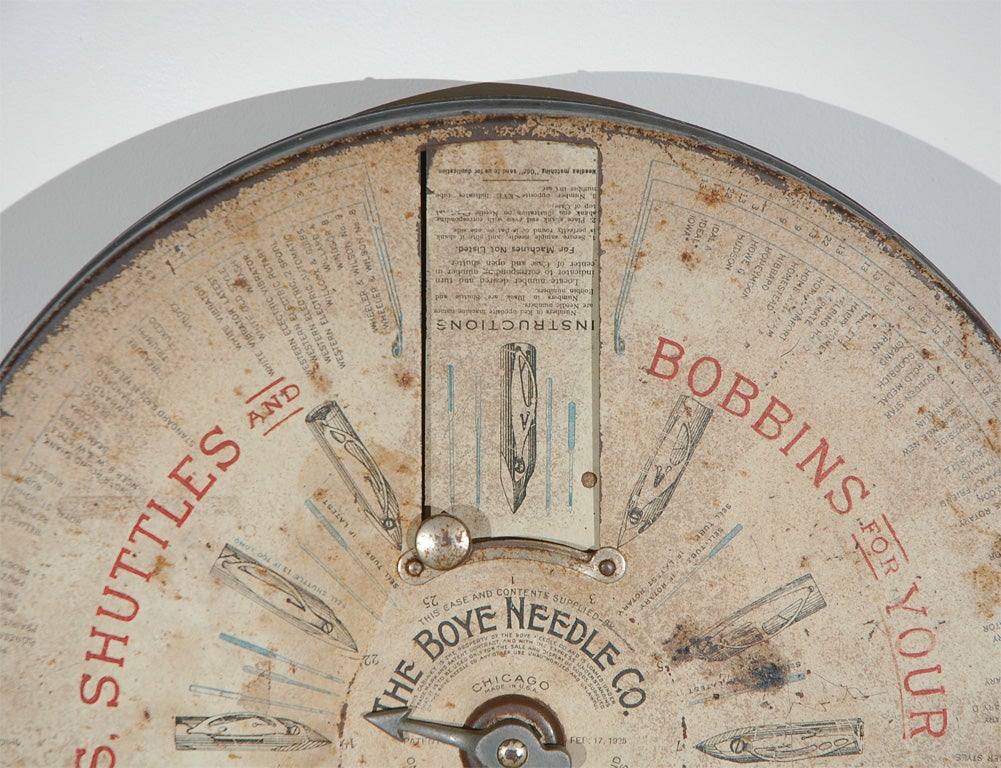 EARLY/DATED  FEB. 17, 1925 ORIGINAL PAINTED TIN WALL NEEDLE CASE
