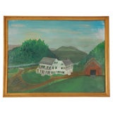 FOLKY NAIVE PAINTING FROM "CRESSY HOMSTED, WINHALL, VERMONT