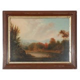 19THC FANTASTIC HUDSON RIVER VALLEY OIL PAINTING ON CANVAS