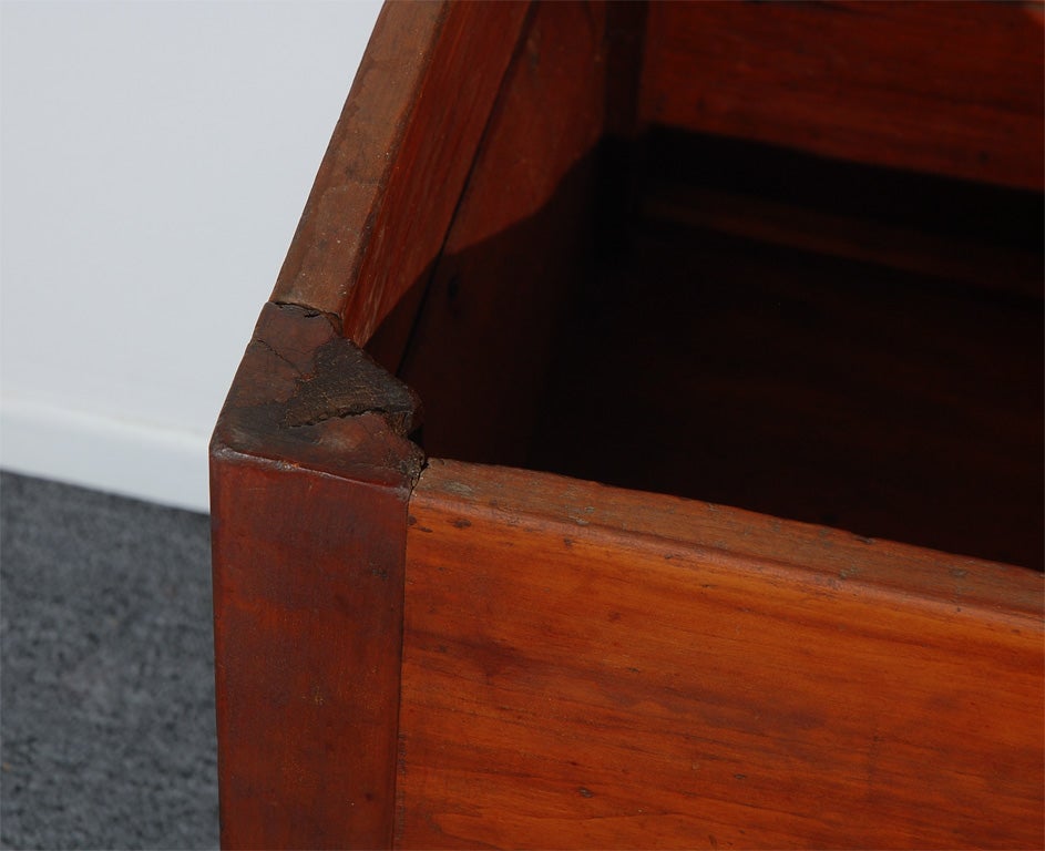 American 19THC NEW ENGLAND SUGAR CHEST W ORIGINAL TURNED LEGS