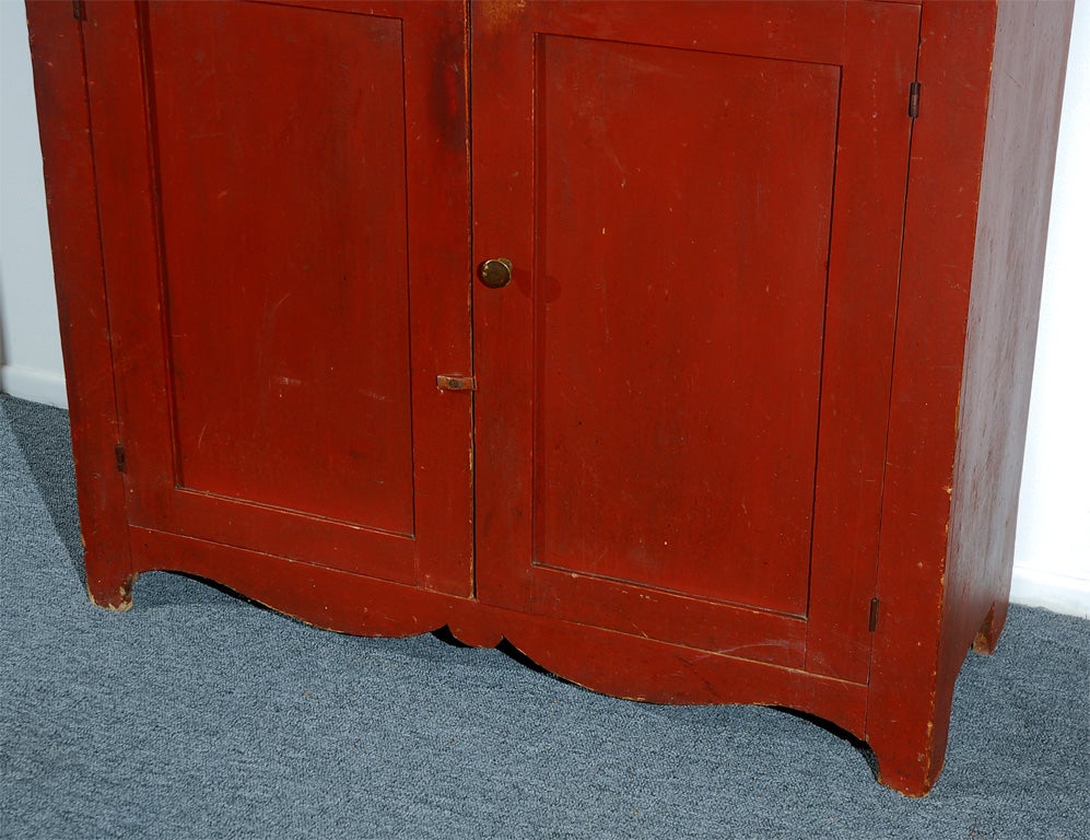 American 19THC ORIGINAL RED PAINTED JELLY CUPBOARD FROM NEW ENGLAND