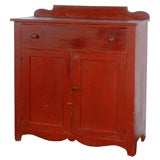 Antique 19THC ORIGINAL RED PAINTED JELLY CUPBOARD FROM NEW ENGLAND