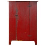 FOLKY 19THC RED PAINTED JELLY CUPBOARD FROM NEW YORK STATE