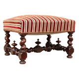 Louis XIII Style Turned Walnut Bench, France, 19th Century