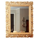 Carved Stripped Pine Mirror, Flemish, 19th Century Antique Carved Stripped Pine Mirror, Flemish, 19th Century