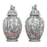 Pair Delft "Kashmiri" Octagonal Vases, Holland, 19th Century