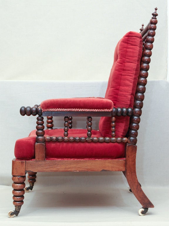 19th Century Bobbin-Turned Library Chair, England, c. 1860