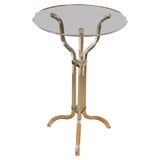 Pedestal Lucite based table with Lucite circular top.