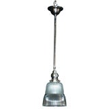Bell Shaped Holophane Shade with Vintage Nickel Plated Fitter