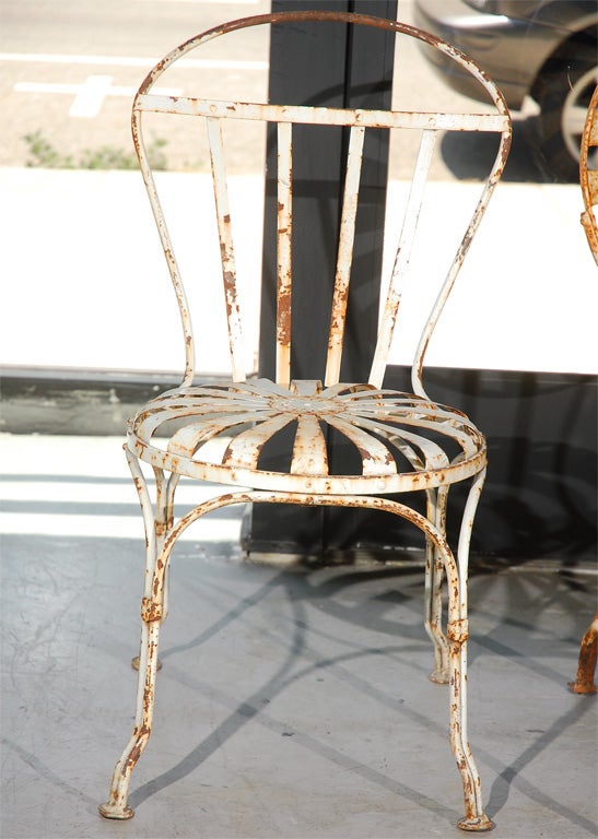 These are original, vintage metal garden chairs from Belgium.<br />
Perfect for your patio or garden.  $275 each.