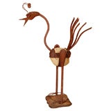 Iron and Stone  Freestanding Flightless Bird Sculpture