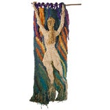 French Mid-Century Knitted Wall Hanging Depicting a Standing Nude