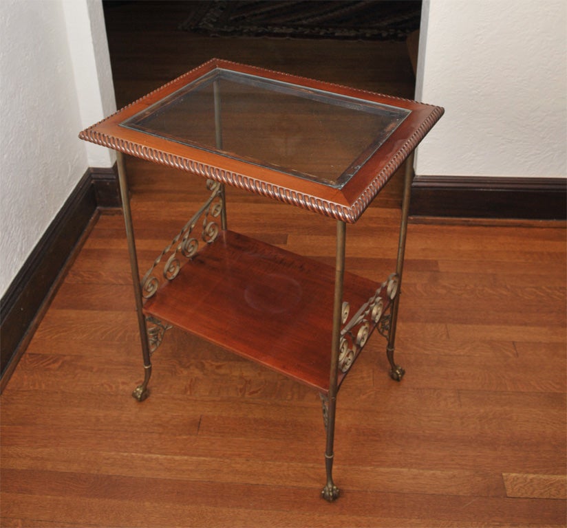Mahogany, brass and glass Orchid or end  table