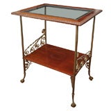 Mahogany, brass and glass Orchid or end  table