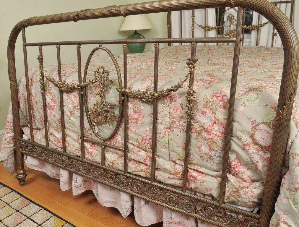 Oooo La La French Brass Bed with Bevelled glass appointments. For Sale 3