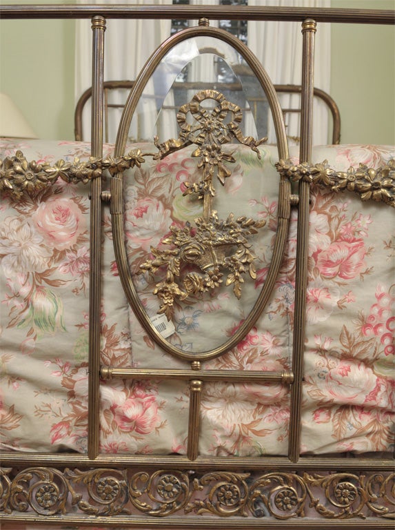 Oooo La La French Brass Bed with Bevelled glass appointments. For Sale 5