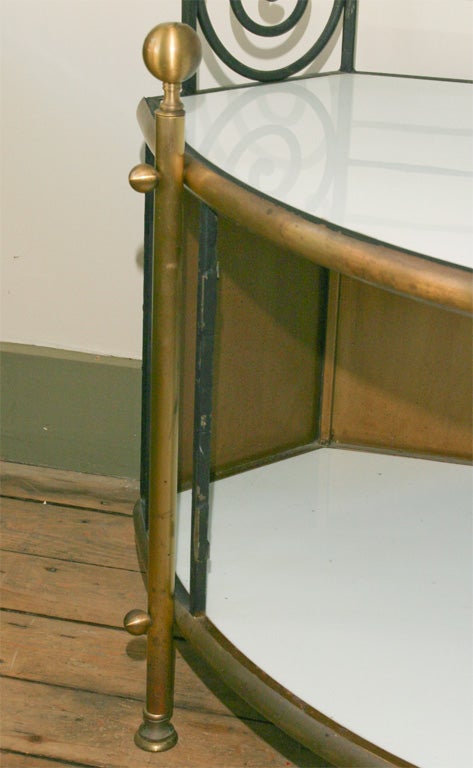 Four-tier iron baker's rack with white glass shelves 6