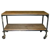 Antique Industrial Shelving Cart on Wheels