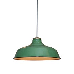 Vintage Green Enamel Pendant Fixture