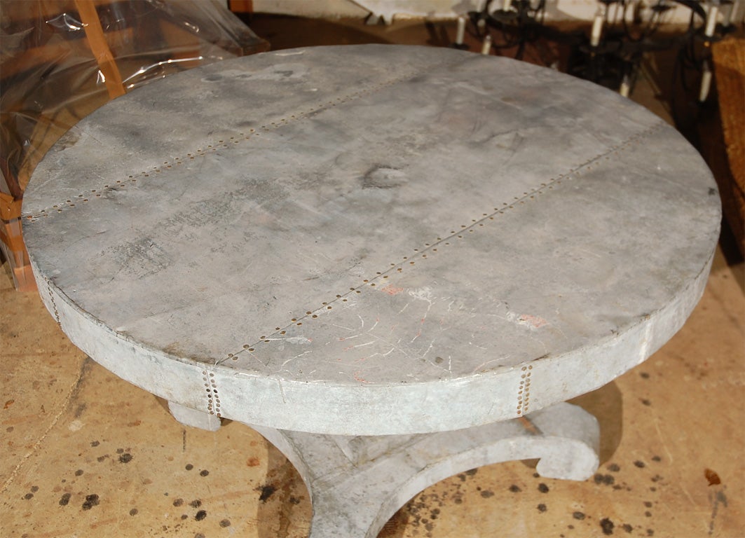 19th Century American Empire pedestal table wrapped in zinc