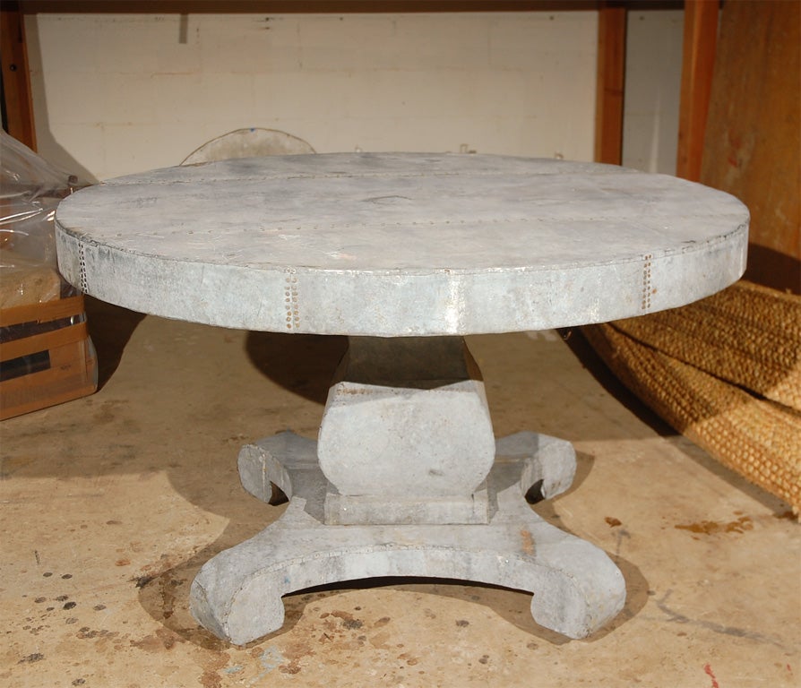 American Empire pedestal table wrapped in zinc 2