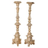 Pair of 19th C. Painted Italian Candlesticks