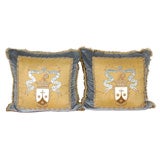 Antique Pair of 19th C. Metallic Embroidered Pillows