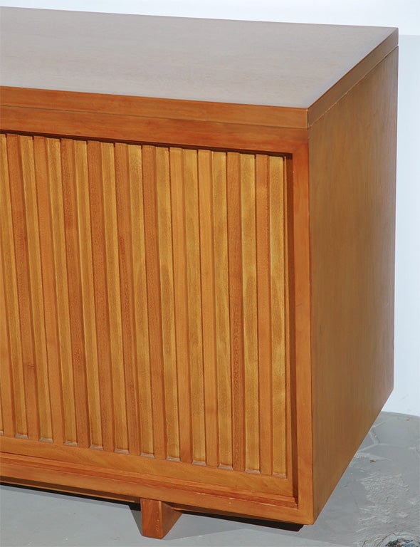 Walnut Herman Miller-Inspired Custom Wood Credenza With File Cabinets