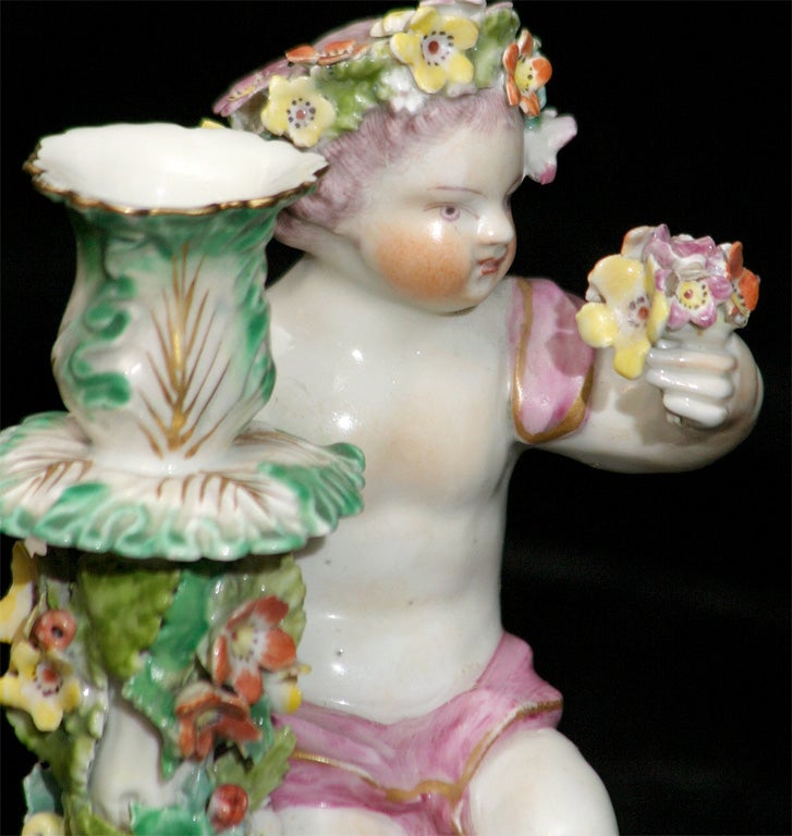 Rococo Chelsey/Derby Figural Chamber Stick