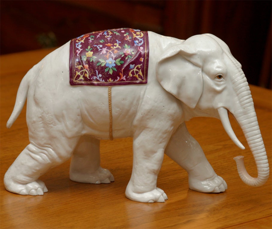 19th Century Beautifully decorated German Porcelain Elephant