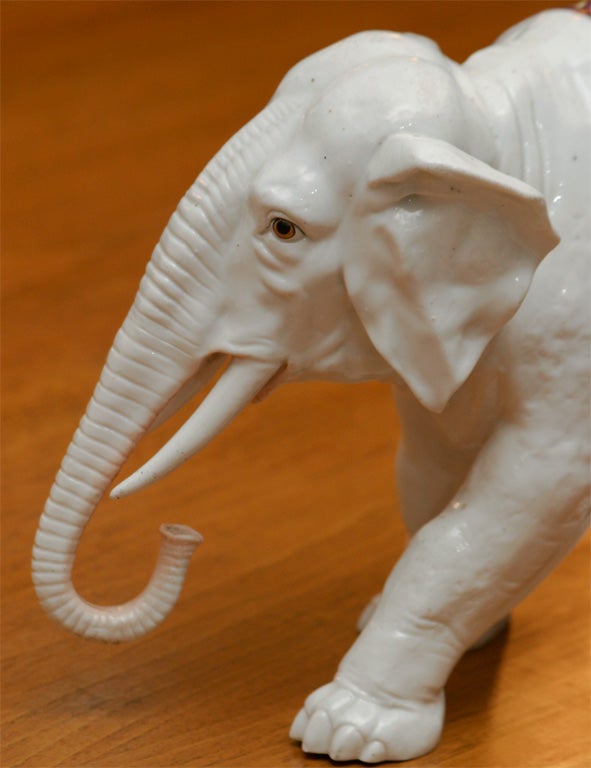 Beautifully decorated German Porcelain Elephant 7
