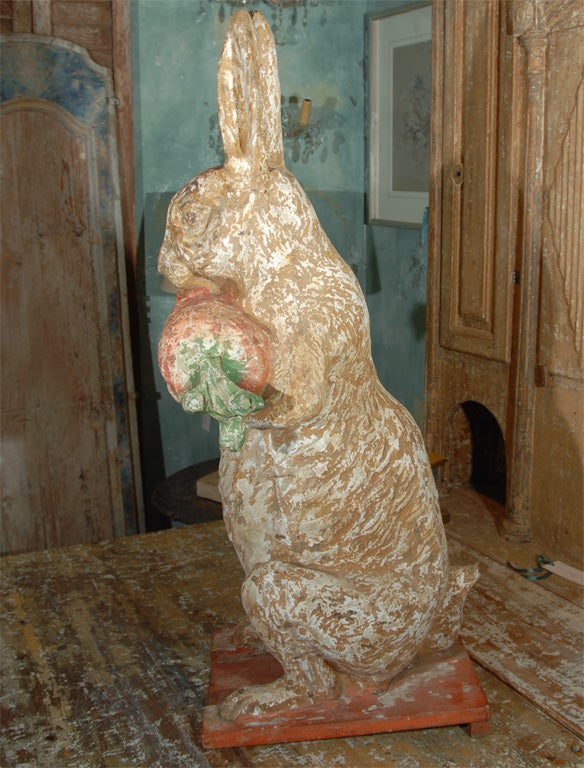 Charming Papier Mache Figure of a Rabbit From a Carnival Game. Used as a Ball or Bean Bag Toss.