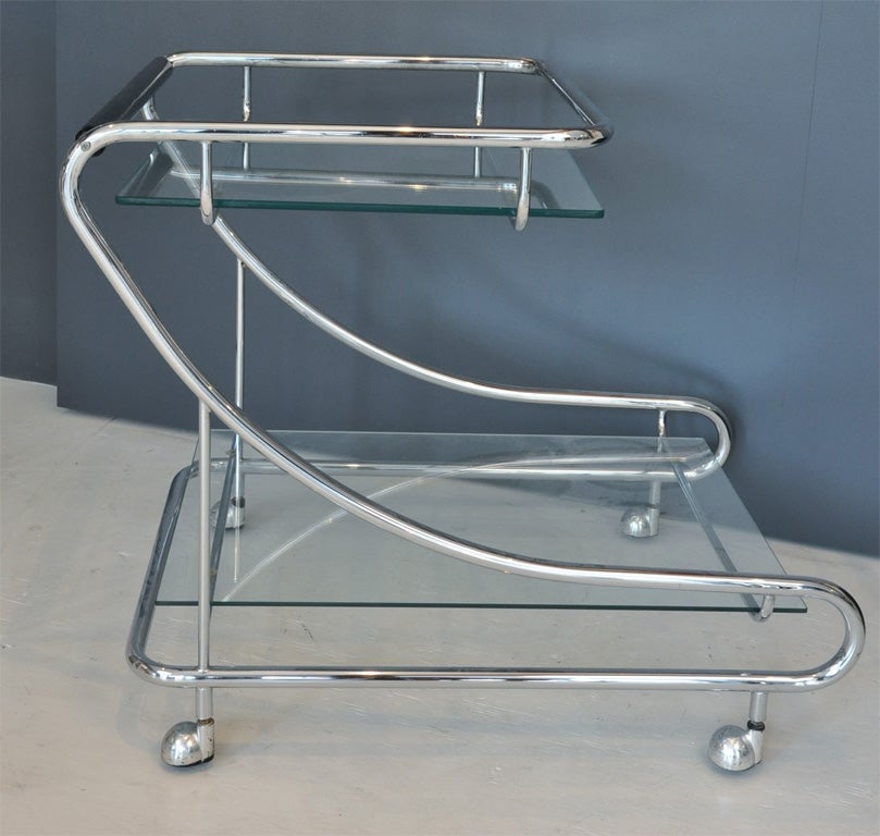 Mid-20th Century Elegant Chrome Bar Cart