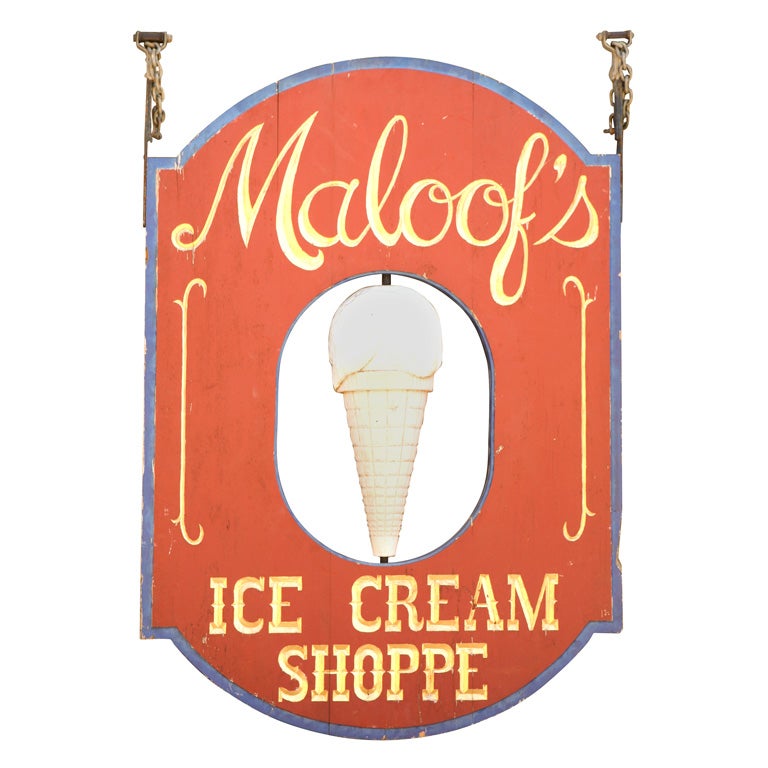 Very Large "Maloof's" Ice Cream Shop Sign For Sale