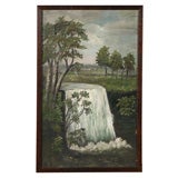 Antique Folk Art Waterfall Painting