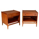 A Pair Of Richard Thompson Walnut and Rosewood Bed Side Tables