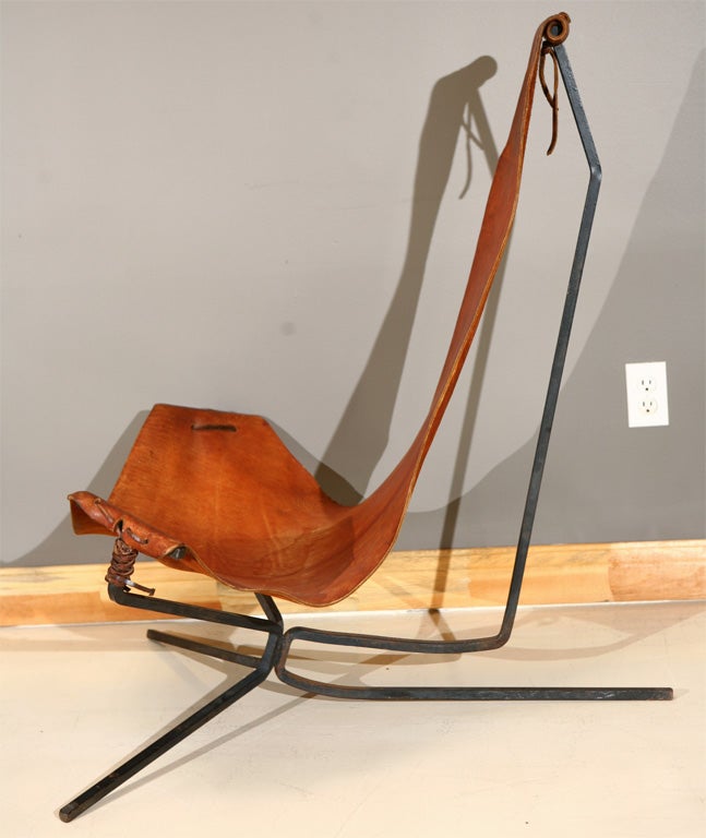 Mid-20th Century Leather Lotus Sling Chair