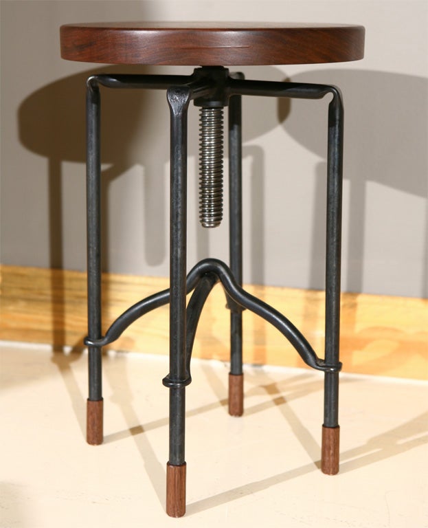 Walnut and Iron Telescoping Stool at 1stdibs