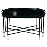 C. 1940 Black Lacquer Tray Table